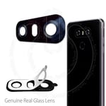 LG G6 H870 BLACK REAL GLASS Back Rear Camera Lens Cover With Adhesive Sticker