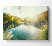 Sun shining on the calm river Canvas Print Wall Art - Double XL 40 x 56 Inches