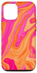 Coque pour iPhone 15 Pro Motif tendance en forme de marbre rose et orange