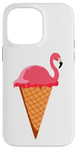 Coque pour iPhone 14 Pro Max Glace Gaufrier Boule de glace Flamant rose