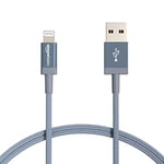 Amazon Basics 2-Pack USB-A to Lightning Charger Cable, Nylon Braided Cord, MFi Certified, for Apple iPhone 14 13 12 11 X Xs Pro, Pro Max, Plus, iPad, 0.9 m, Dark Grey