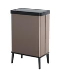 CURVER Verto 54L High Waste Bin, Push Lid, Sleek Design, Easy Assembly, Recycling Friendly, Pearl Rose