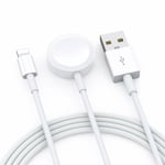 2-In-1 Magnetic Charger USB Cable for Apple Watch SE/6/5/4/3/2/1 Iphone 11/8/7/X