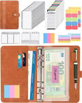 Enveloppe Budget Planner, Classeur Budget A6 PU Cuir, Carnet Organisateur Budget, Pochette Depenses, PU Cuir, Avec 12 PVC Enveloppe Budget (Brun)