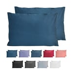 Komfortec 100% cotton cushion covers, set of 2, 40 x 60 cm, super soft premium jersey pillowcase, 150 g/m², cushion cover, deep sea blue