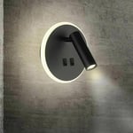 Volavo - Lampe de chevet-Feux de chevet led Lampe murale hotel intérieur Lumières mural lit Lampe murale couloir avec interrupteur Noir 9W 3000K