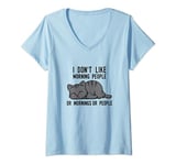 Womens I Don't Like Morning People Or Mornings Or People Cat Fun V-Neck T-Shirt