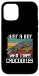 Coque pour iPhone 12/12 Pro T-shirt mignon Just A Boy Who Loves Alligator Crocodiles