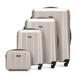 WITTCHEN Travel Suitcase Carry-On Cabin Luggage Hardshell Made of Polycarbonate with 4 Spinner Wheels Combination Lock Telescopic Handle Cruise Line Set of 4 suitcases Champagne