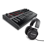 MIDI Controller Bundle - AKAI Professional MPK Mini Black MK3 MIDI Keyboard with MPC Beats Production Software and M-Audio HDH40 Over Ear Headphones