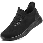 STQ Chaussures de Sport Femme Sneakers Baskets Femme Respirant sans Lacet Confort Enfiler Legere Mode et Marche Femmes Tennis Jogging Slip on Basquette Fitness Travail Course Outdoor Noir 37