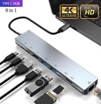 8 in 1 Multiport USB C Hub Type C To USB 3.0 4K HDMI Adapter For MacBook Pro/Air