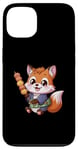 Coque pour iPhone 13 Renard kawaii avec Hanami Dango