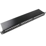 Rackmatic - Patch panel de 24 RJ45 Cat.5e ftp 1U negro