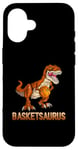 Coque pour iPhone 16 BasketSaurus Dinosaure Balle T-rex Dino Jouant au Basketball