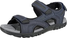 Geox Mens Uomo Strada Sandals, Navy Dk Grey, 12 UK