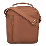 STILORD 'Mitch' Sacoche Homme Bandouliere Cuir Sac Messenger pour iPad 11 Pouces Pochette Epaule Moyenne Sac a Main Cuir Véritable, Couleur:Selle - Marron