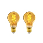 Amazon Basics E27 Vintage LED Bulb, Antique Style Retro Amber Glass, A60, 4W (equivalent to 25 W), Pack of 2, 1800K Ultra Warm Light For Decoration