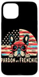 Coque pour iPhone 15 Plus Bouledogue français Pardon My Frenchie America Retro Sunset Dog