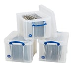 Really Useful Box Storage Box and Suspension File 35L Transparent 39 x 48 x 31 cm Pack of 3