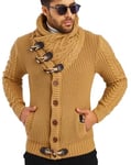 Leif Nelson LN5005N Veste en tricot à manches longues et col châle pour homme - Marron - Small