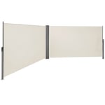 SONGMICS 2 x 6 m (H x L), Store latéral Double, Brise-Vue rétractable, Paravent, Pare-Soleil, pour Balcon, patio, terrasse et Jardin, avec Fixation au Sol, Protection de la Vie privée, Beige GSA400E