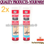 2x 151 Instant Wall Filler Crack Resistant Cartridge Dries White Sandable