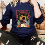 90-tals retro sweatshirt Streetwear Lana Del Rey Vintage Estetisk hoodie Music Tour Shirt Dam Höst Vinter Trendiga toppar Navy Blue M