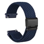 WOCCI 22mm Bracelet Montre en Nylon Tressé pour Homme et Femme, Réglable Boucle Noire (Bleu)