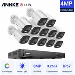 Annke - 4K 16CH Ultra hd PoE nvr System avec 4MP Super hd True Full Color Night Vision H.265 + Network PoE Bullet ip Caméras de sécurité avec 12