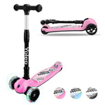 YOLEO Trottinette Enfants Pliable, Trottinette 3 Roues avec LED Roues Plateau Antidérapant, Patinette réglable en Hauteur, Trottinettes Classiques Enfant, Scooter pour Enfants