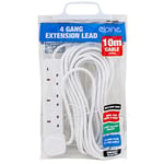 4 Way 10M Extension Lead With Neon Light