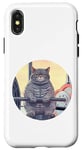 iPhone X/XS Cute Grey Fit Muscle Cat Sitting on Gym Lifting Bench Case