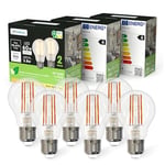 Sailsco Classe A Ampoule LED Filament Standard E27 A60,3.8W Equivalent à Ampoule Incandescence 60W,806LM 2700K Blanc Chaud Claire Verre,Ampoule Edison Vintage,Non Dimmable,Lot de 6