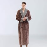 Men's nightgown Oversized Dressing Gown Autumn Winter Home Robe Plus Warm Bathrobe For Men Thick Long Coat Robes XL(80-100kg) Coffee