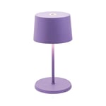 Zafferano, Lampe Olivia Mini, Lampe de Table Portable et Rechargeable avec Contrôle Tactile, Adaptée pour le Salon et l'Extérieur, Dimmer 2700-3000 K, Hauteur 22 cm, Couleur Lilas