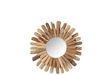 J-Line Miroir Rond Bois Flotte Naturel Medium