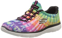 Skechers Femme Summits Looking Groovy Sneaker, Black & Multi Mesh/White Trim, 39.5 EU