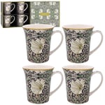 Lesser & Pavey William Morris Midnight Pimpernel Lovely Floral Design Ceramic Mug - Set of 2 or 4 Matching Mugs with Gift Box (4)