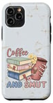 Coque pour iPhone 11 Pro Funny Coffee and Smut Bookworm Librarian Skeleton Retro Cute