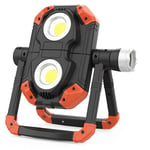 Lampe de Travail à led Rechargeable, Projecteur 3 cob 1150LM, LumièRe éTanche à Rotation à 360 °, pour RéParation de Camping-Car, Etc., Orange