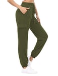 Doaraha Pantalon Jogging Femme en Coton Large avec 4 Poches Léger Confortable et Agréable à Porter Idéal pour Sport Yoga et Fitness en Hiver Grande Taille S-XXL,S,Vert Foncé,S