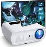 Videoprojecteur WiFi 5G- Bluetooth Projecteur 12000 Lux natif 1080P Full HD Retroprojecteur 4K Supporte, 350"" Écran Home Cinéma pour TV Stick,HDMI,USB,X-Box,iOS/Android, Blanc