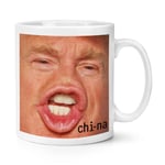 Trump Mouth Chi-na 10oz Mug Cup Meme Joke Funny China MAGA 2024 Donald Mug Shot