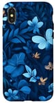 Coque pour iPhone X/XS Bleu Art Déco Tropical Vintage Abeille Floral Motif