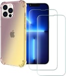 Housse Pour Apple Iphone 13 Pro Max 6.7 Gradient Color Tpu Case +2 Films Protection En Verre Trempé Antichoc Coque Or Noir