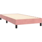 Sommier à lattes sur pieds cadre de lit 90x190 cm tissu velours rose TDL0206949