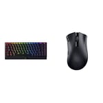 Razer BlackWidow V3 Mini HyperSpeed (Yellow Switch) - 65% Compact Mechanical Gaming Keyboard UK Layout | Black & DeathAdder V2 X HyperSpeed - Ergonomic Mouse for Wireless Gaming Black