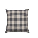 Herding Housse de Coussin en Flanelle Tom Tailor, 40x40 cm, 100% Coton/Flanelle, avec Motif réversible et Fermeture éclair colorée, Classic Check Gris, Beige (Anthracite & Sunny Sand)