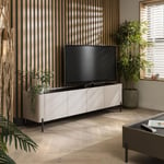 Modern Large TV Stand - 200cm Premium Matte Beige & Gunmetal Chrome TV Unit